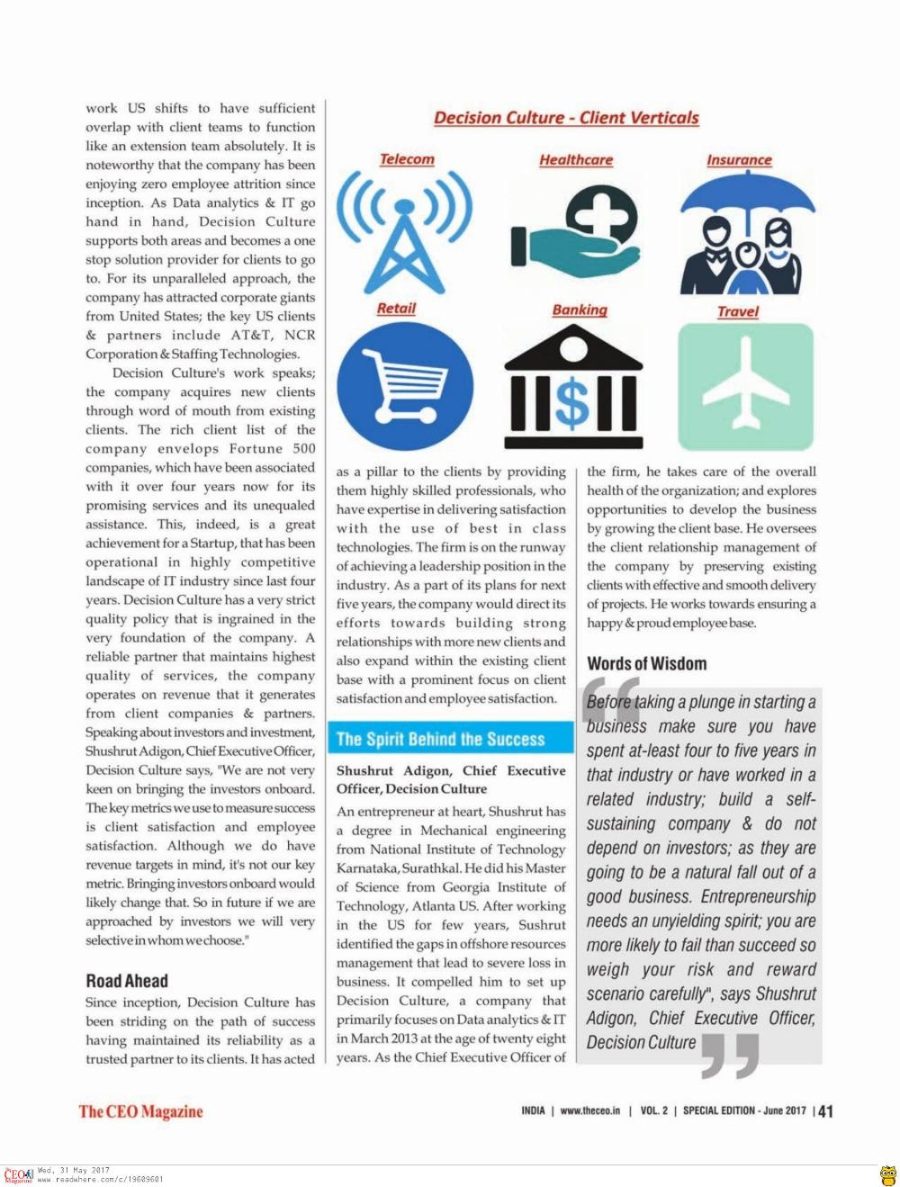 The CEO Magazine feature, second page
